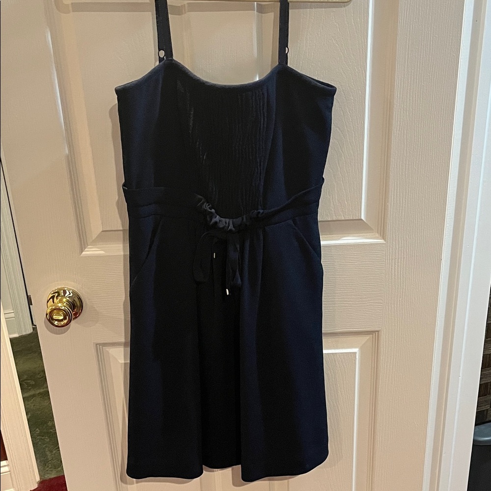 Navy crepe Marc Jacobs dress with Spaghetti Straps and pockets
